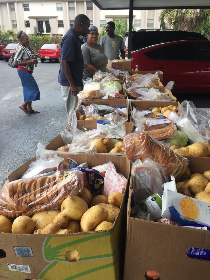 Boxes of fresh produce ready to hand out