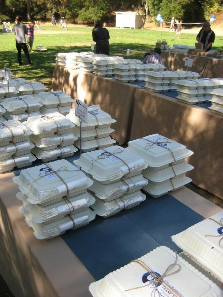 Stacks of packed meals