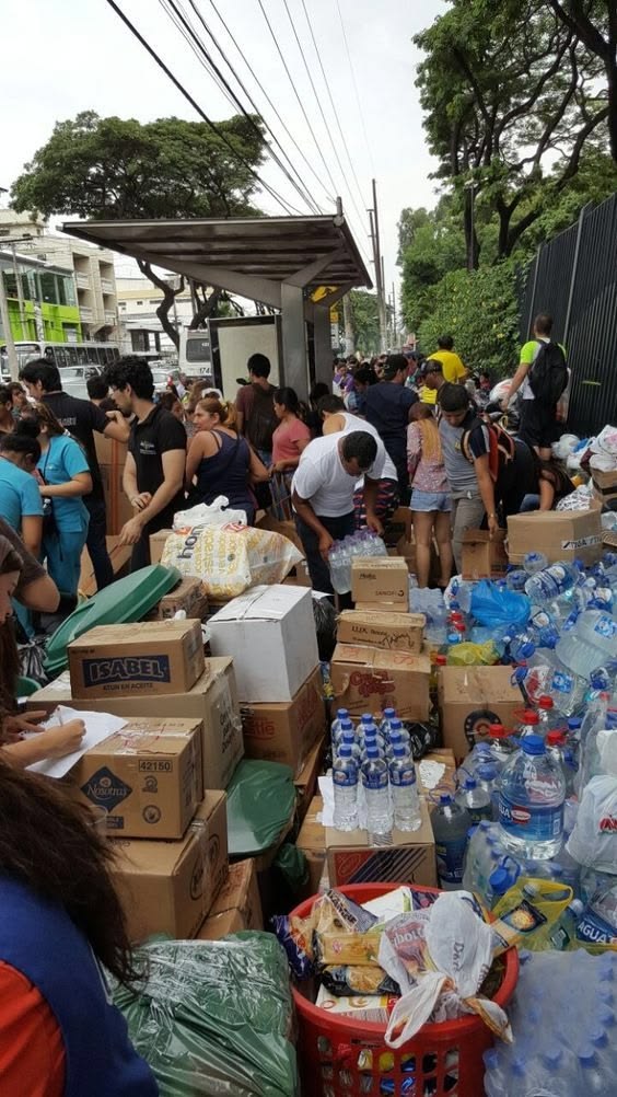 Donated groceries sorted into boxes